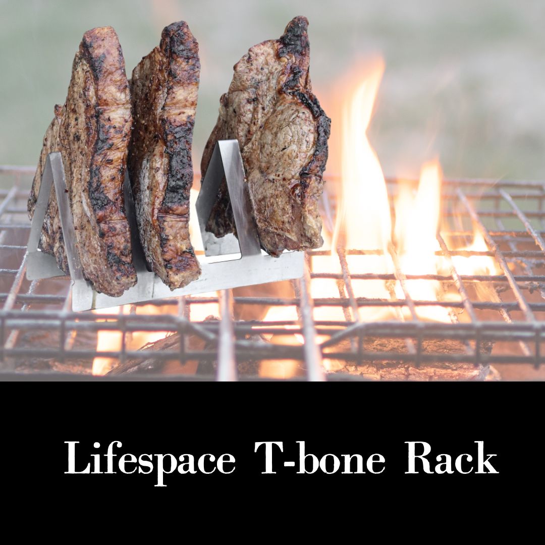 Lifespace Premium Stainless Steel T-Bone / Chop Rack - 4 Slot - 2 pack