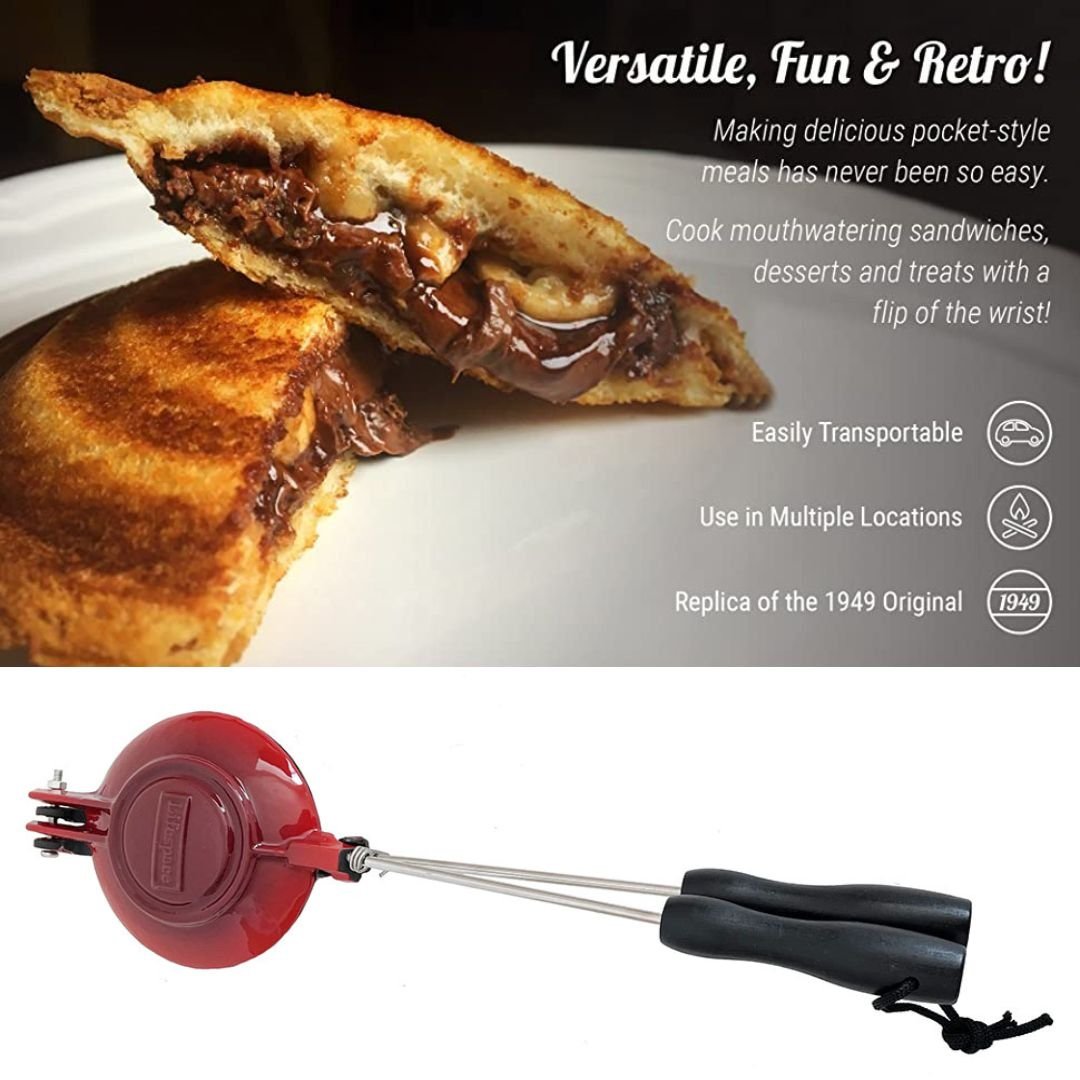 Lifespace Red Enamel Cast Iron Pie Sandwich (Jaffle) Irons - 2 pack