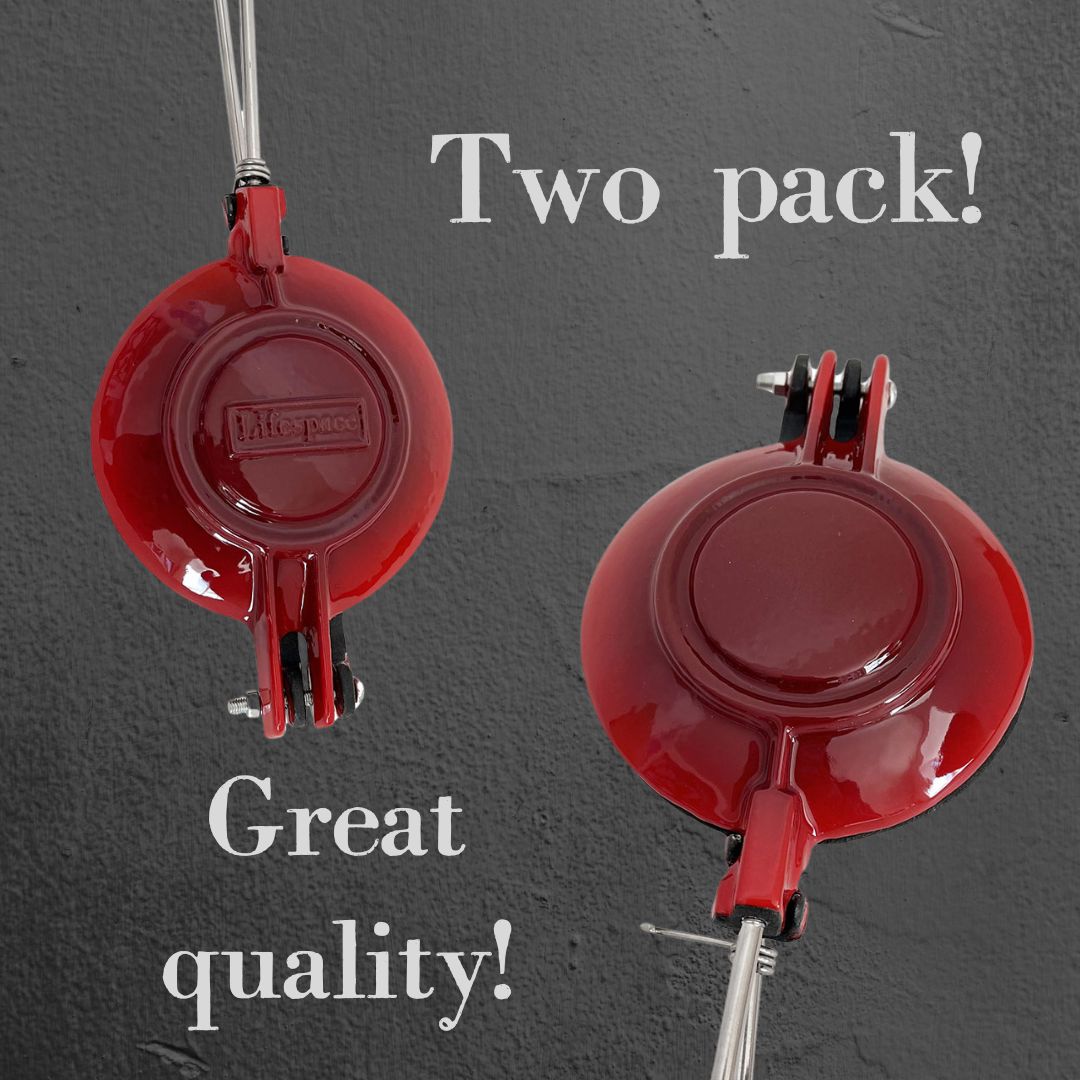 Lifespace Red Enamel Cast Iron Pie Sandwich (Jaffle) Irons - 2 pack