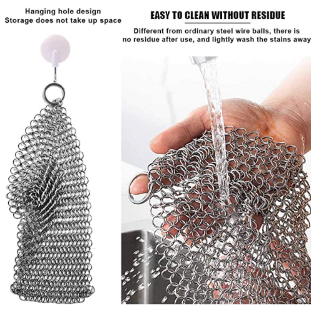 Lifespace Stainless Steel Cast Iron Cookware Chainmail Scrubber