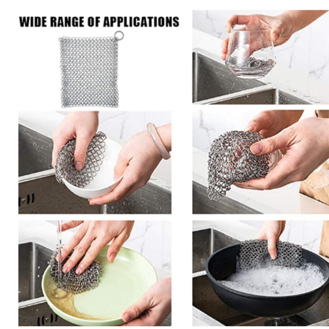 Lifespace Stainless Steel Cast Iron Cookware Chainmail Scrubber