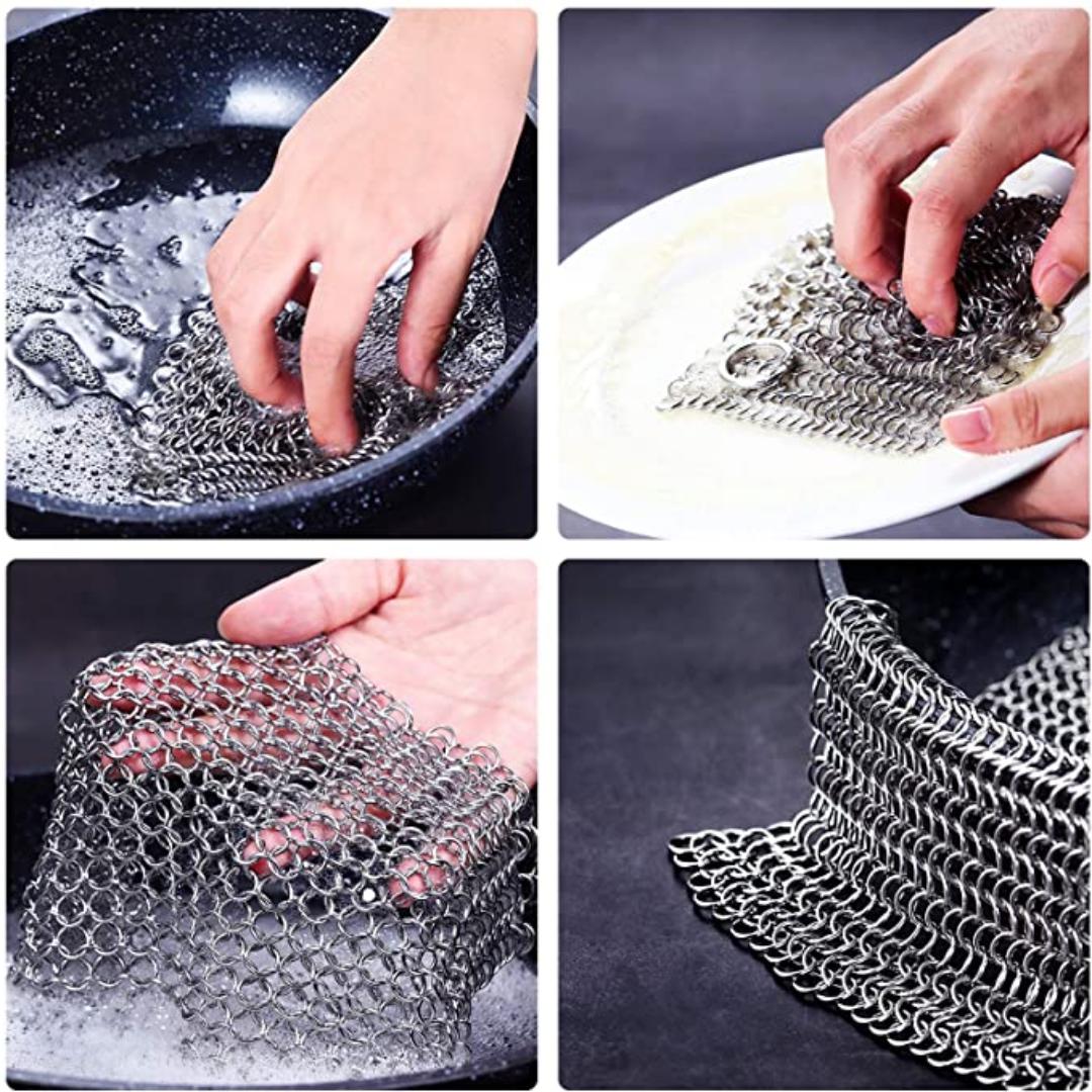 Lifespace Stainless Steel Cast Iron Cookware Chainmail Scrubber