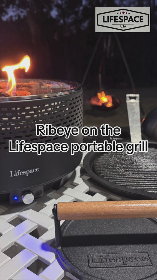 Lifespace Competition Grade Perforated Griddle Steak Grate with Raised Grill Rails - 12.8" & Handle