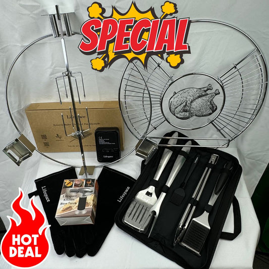 Lifespace Ultimate  22" Kettle Grill Rotisserie Bundle Kit & Accessory Bundle