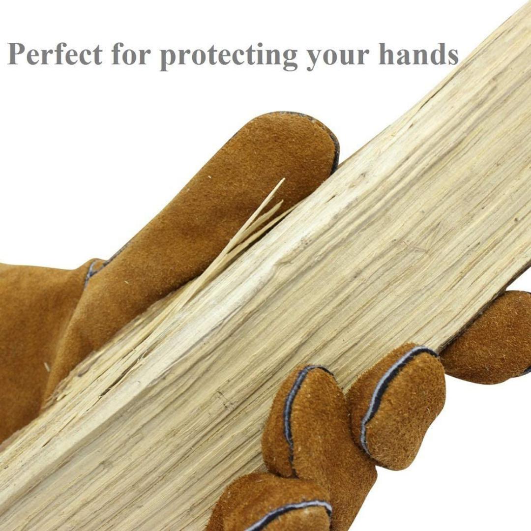 Lifespace Brown Leather Braai Gloves - lined for extra comfort - Lifespace