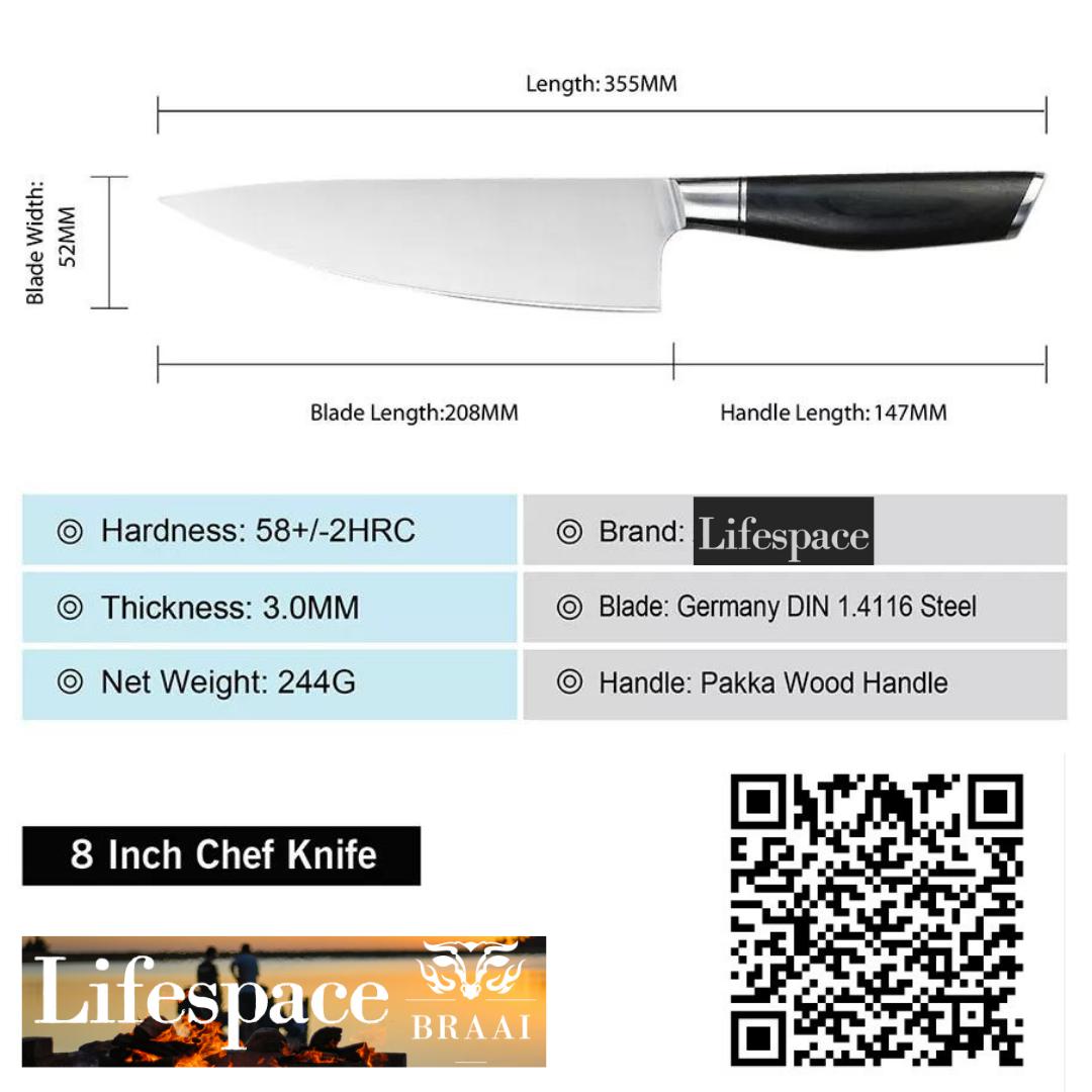 Lifespace Classic Japanese Chef Knife Set in a Gift Box - Petty, Santoku & Chef - Lifespace