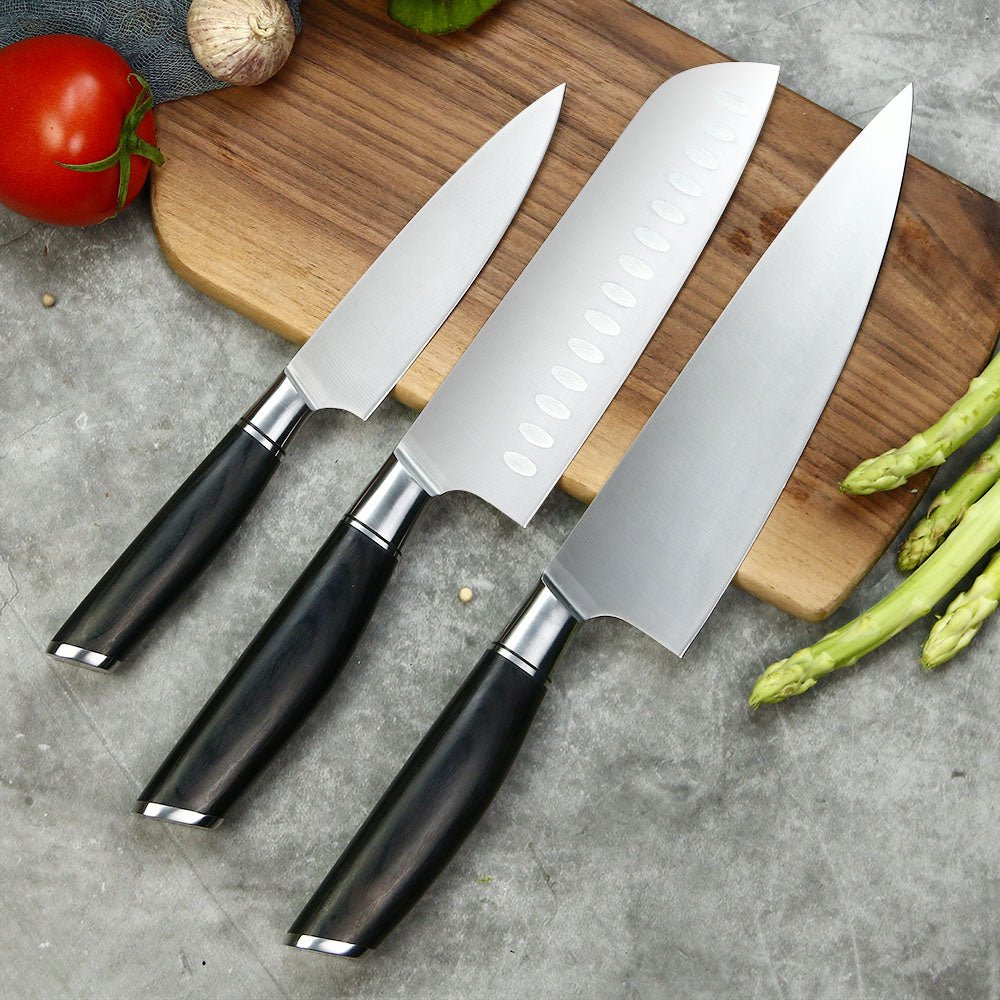 Lifespace Classic Japanese Chef Knife Set in a Gift Box - Petty, Santoku & Chef - Lifespace