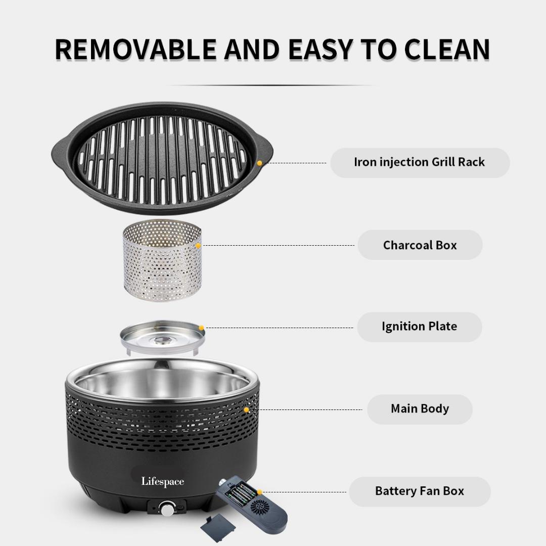 Portable Smokeless Charcoal Electric Grill